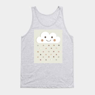 Neutral Rainbow Raindrops, Happy Rain Cloud Tank Top